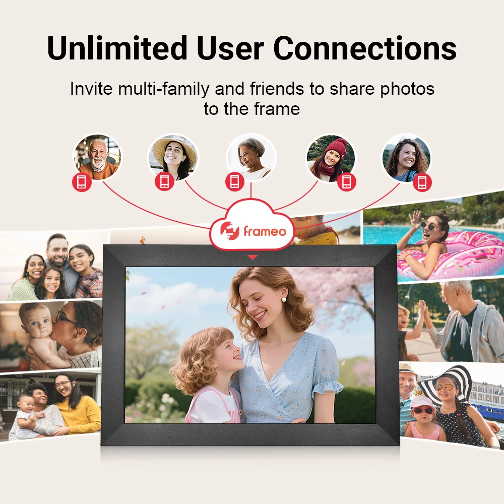 

2026 New Product 10.1 Inch Touch Screen Digital Picture Frame With WiFi, Frameo App & Wall/Table Mount