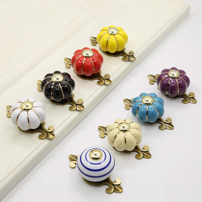 

Красочная ручка для шкафа для детской комнаты, современный минималистичный шкаф, роскошная художественная круглая ручка в форме тыквы с одним отверстием