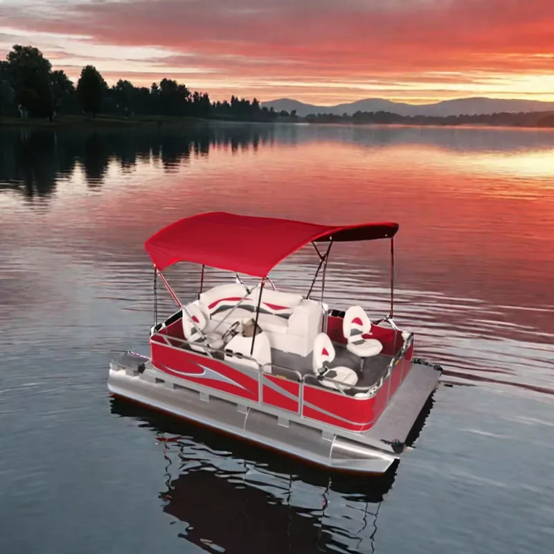Customized 2025 Floating Pontoon Boats Mini Sport Yacht 2/3/4 Persons Aluminum Work Fishing Surfing Outboard Engine Included