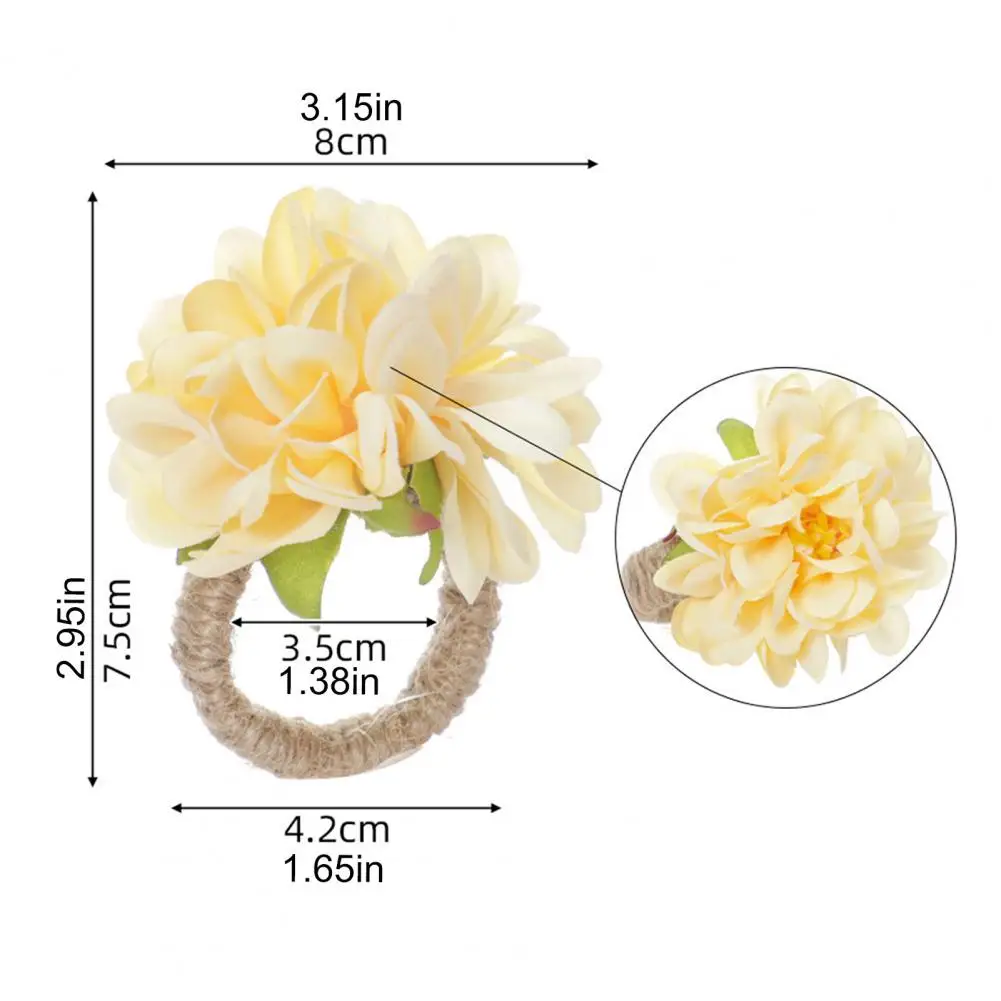 

Пряжка для салфеток ручной работы Кольца для салфеток ручной работы с искусственными цветами Имитация листьев Пряжки для салфеток Элегантное украшение стола