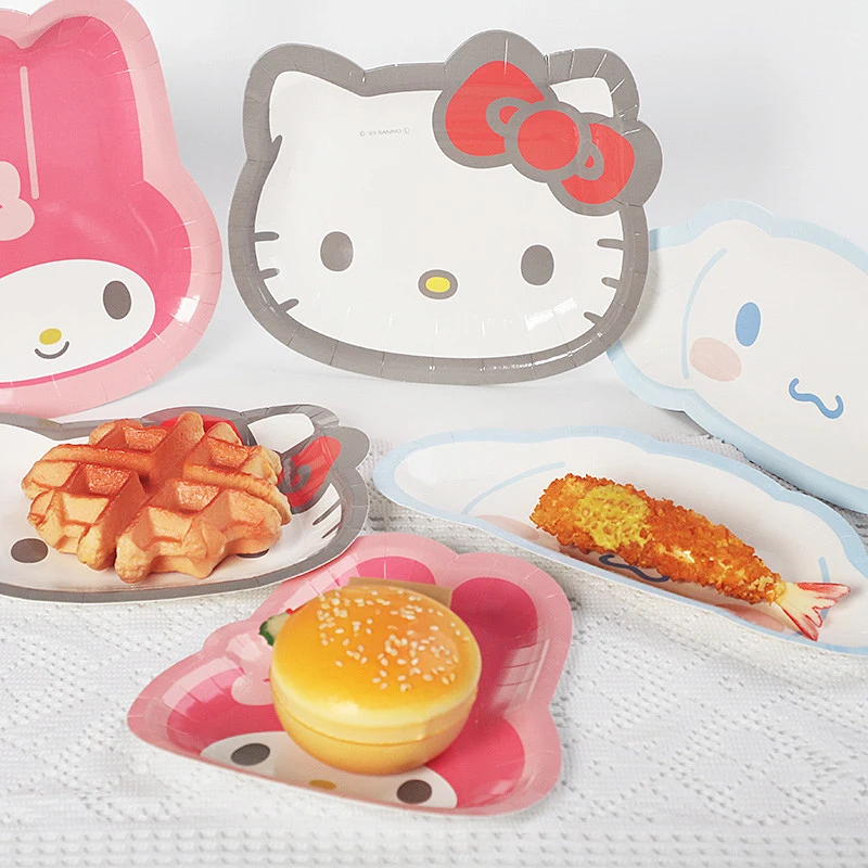 

3pcs Sanrios Children's Disposable Plates Anime Figures Hellokittys Mymelody Plate Breakfast Dinner Plate Creative Paper Tray