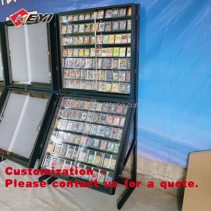custom.Floor Standing CGCC Graded Comic Books Display Rack Acrylic Sport Graded Cards Display Cabinet Retail Store