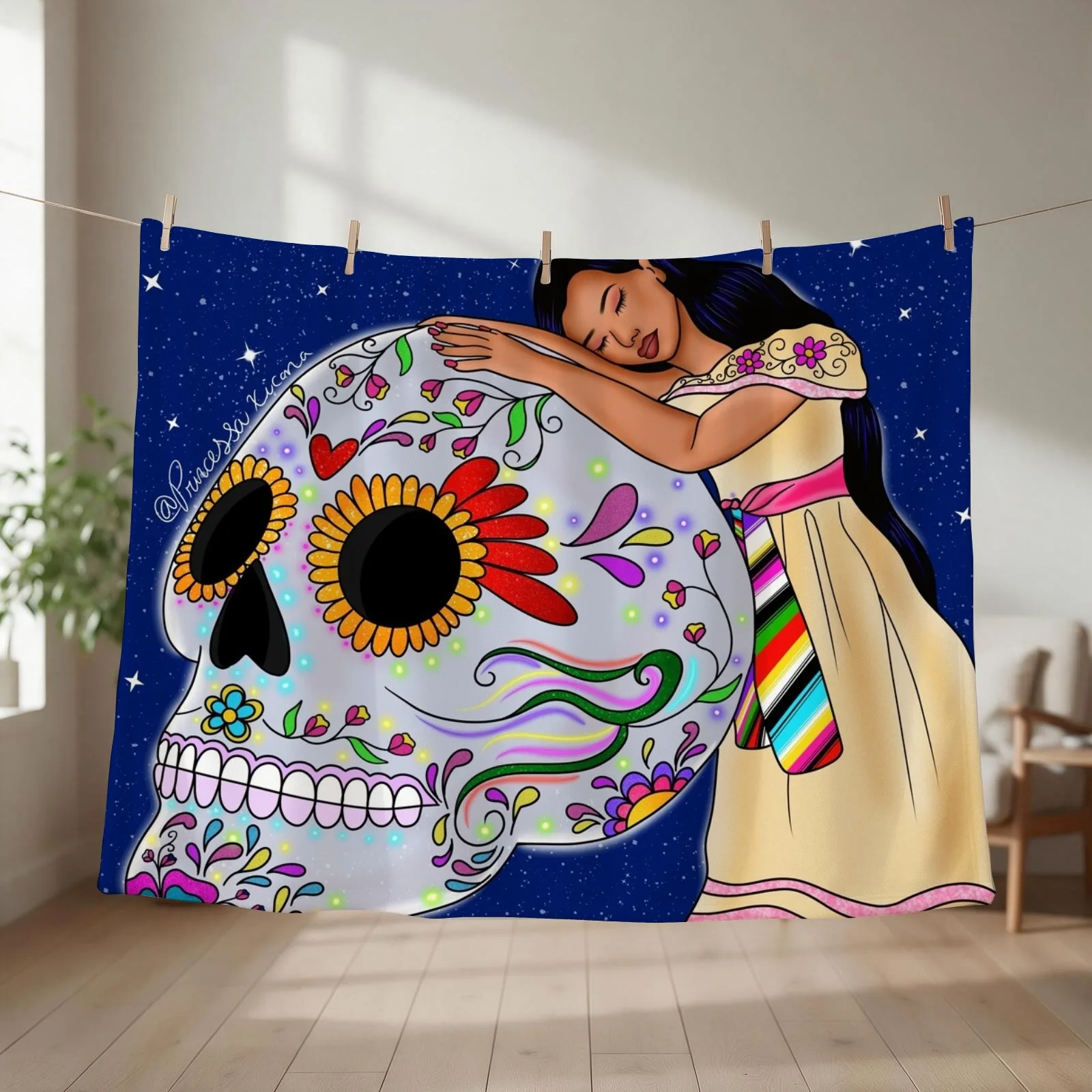 Calavera de azucar Throw Blanket couch cozy soft plush fuzzy picnic outdoor blanket