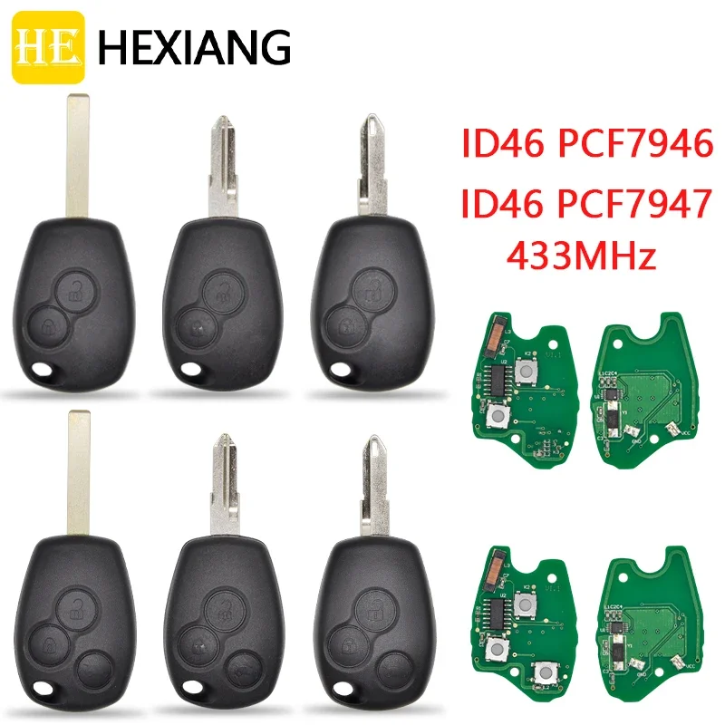 

HE Xiang Car Remote Control Key For Duster Modus Clio 3 Twingo DACIA Logan Sandero Kangoo ID46 7946 7947 433Mhz Replace