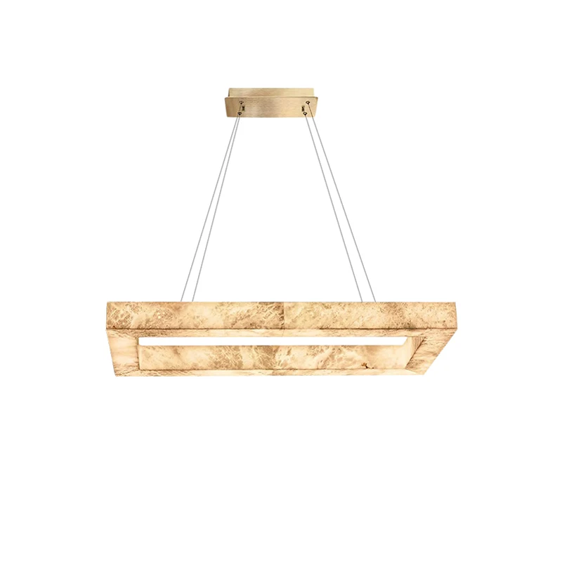 

2024 Marble Series Rectangular LED Chandelier Pendant Light Suspension Luminaire Lampen Alabaster Hanging Light For Dinning Room