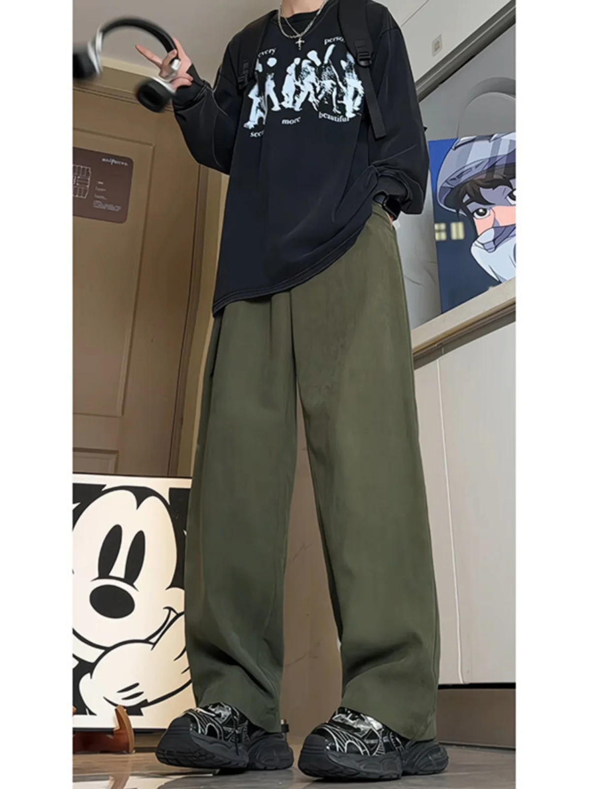 Zhuocan American Retro Camouflage Work Pants Men's Autumn Cleanfit Logging High Street Jeans Loose Long Casual Pants