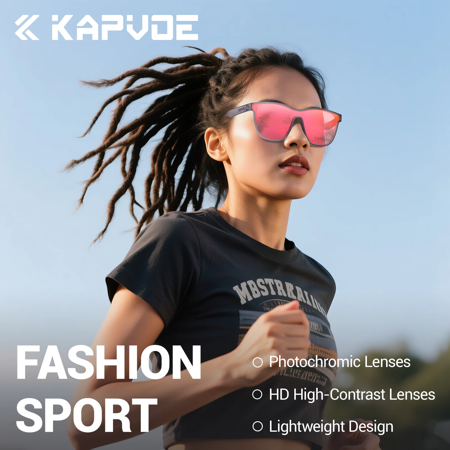 Kapvoe النظارات الشمسية اللونية الرجال النساء دراجة خارجية ركوب الدراجات نظارات المشي لمسافات طويلة الصيد نظارات UV400 حماية النظارات الرياضية