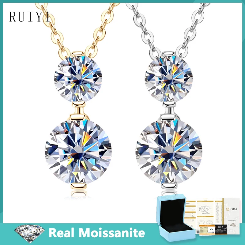 

Real 1.7cttw Round Moissanite Diamond Necklaces with GRA Certificate S925 Sterling Silver Chain For Women Wedding Party Jewelry