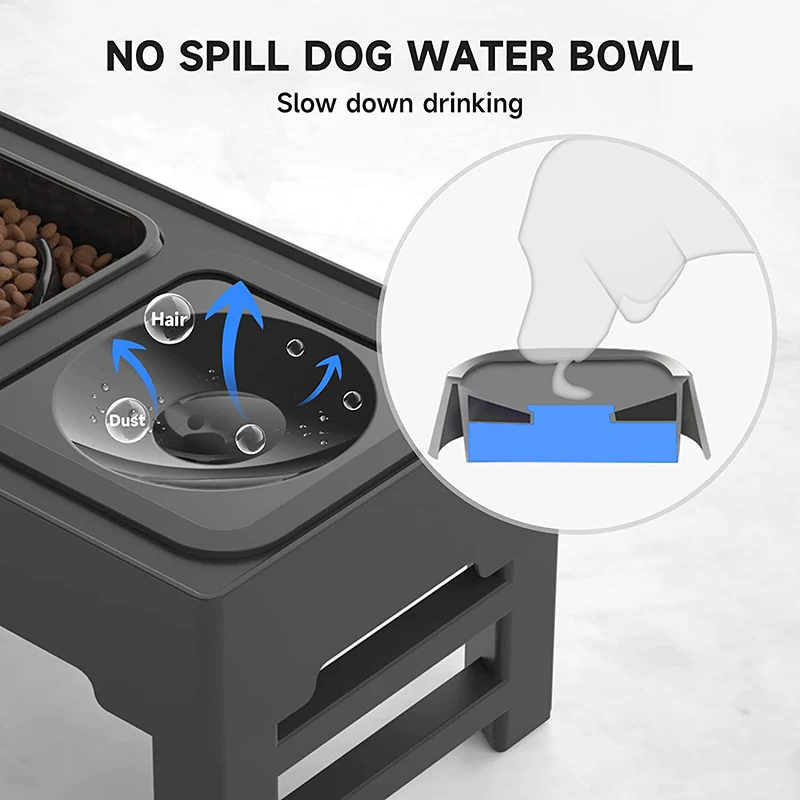 Elevated Dog Bowls Adjustable Raised Bowl With Slow Feeder Cat Food Water Stand Non-Spill For Small Medium Large Pet Accessories