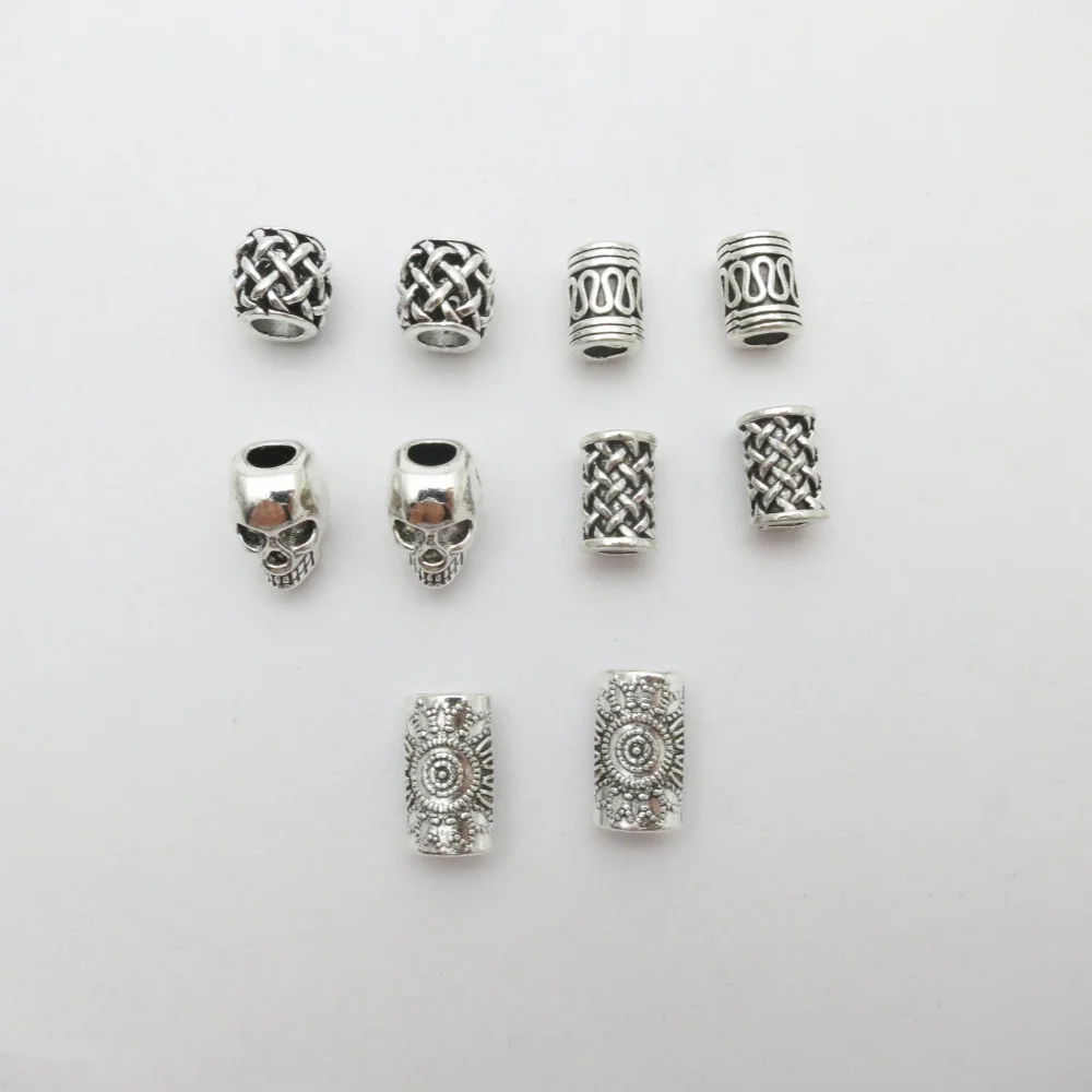 10pcs Skull Helmet Viking small Hole Beads Hair Braid Dreadlock Beard Bead Pendant DIY Necklace For Jewelry Accessory
