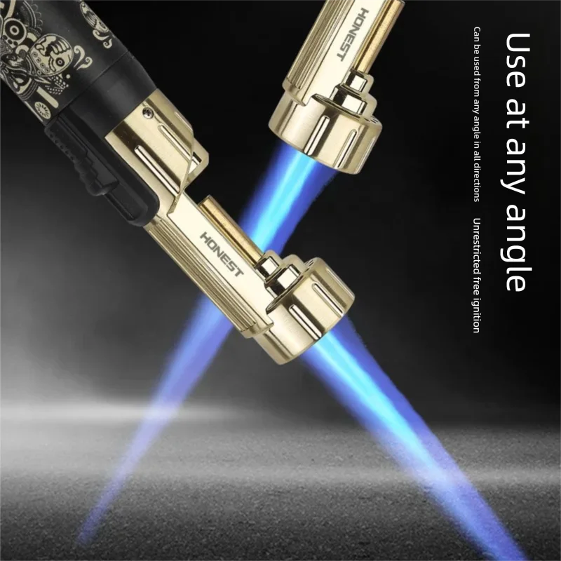 Un imprescindible para barbacoa de camping, pistola pulverizadora de chorro recto inflable, refinada, portátil, multifuncional, encendedor portátil de metal