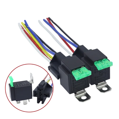 Imagen 2 del producto 6 uds 30A 4 pines 5 pines Terminal de cobre relé automático DC 12V 24V relé de Motor de coche fundido de encendido/apagado con soporte enchufe relé fundido de encendido/apagado