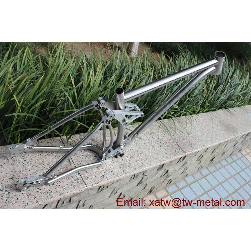 Titanium Fat Bicycle Frames Sliding Dropout Titanium Mountain Bike Frame Thru Axle 148X12mm Ti Full Suspension Bike Frames