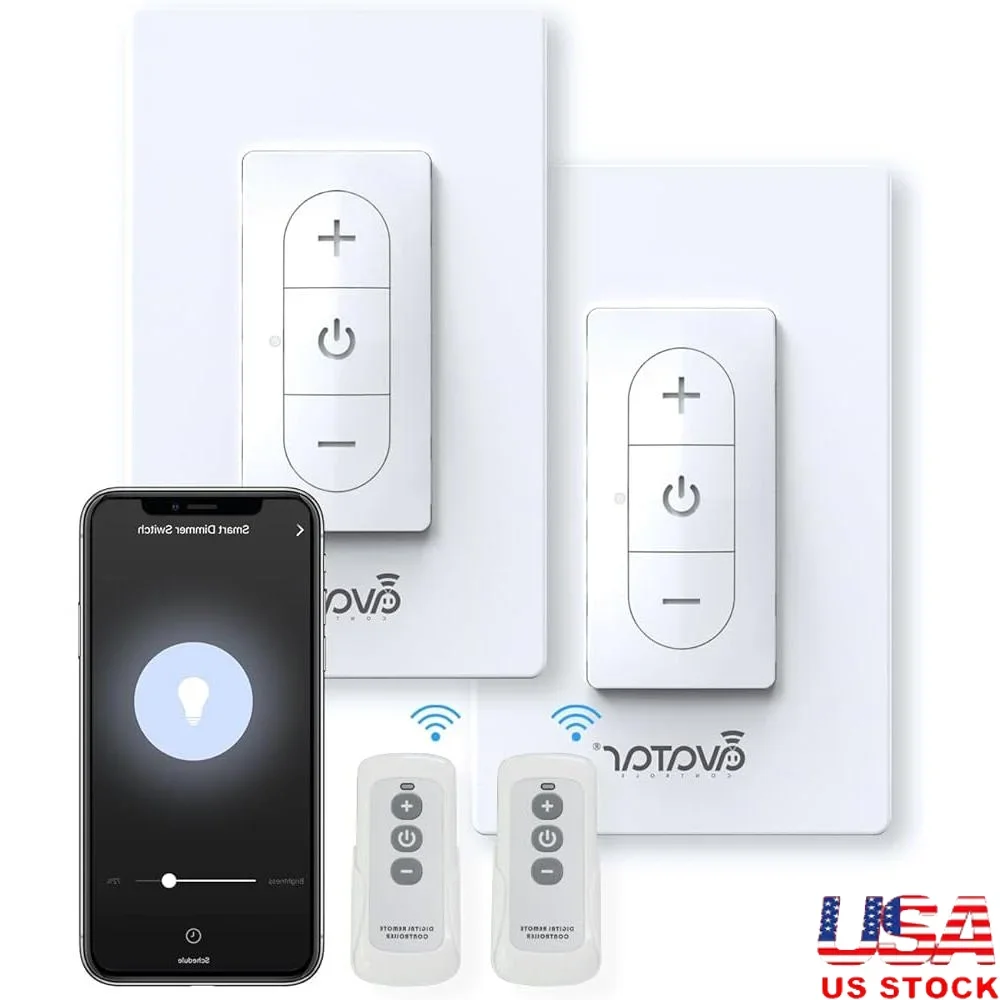 

Умный диммер, 2-комплектный переключатель света Wi-Fi с дистанционным управлением, голосовое управление, совместимое с управлением через приложение Alexa Google Home