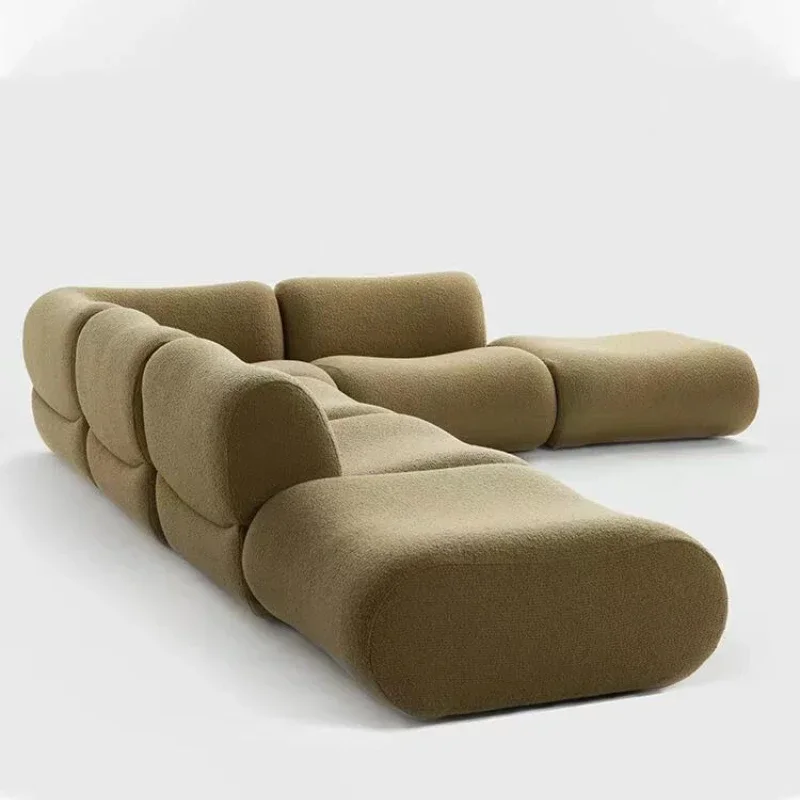 Creative Arc Splicing Comfortable Velvet Sofa, Compression Sofa, Designer Style, Simple Style, Support Color Customization