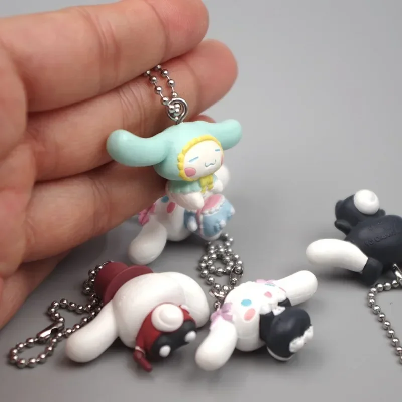 Kawaii Sanrio Cinnamoroll Capsule Egg Action Figure Cosplay Maid Set Gift Keychain DIY Patch Cute Model Toys Gift for Children