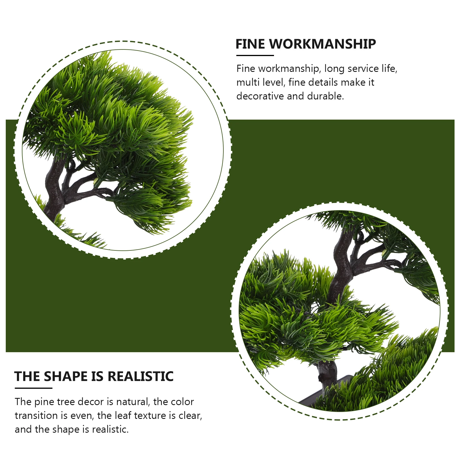 

1Pcs Vivid Simulation Pine Tree Decor Artificial Bonsai Prop Fine Workmanship Stable Design Artificial Pine Tree Decor