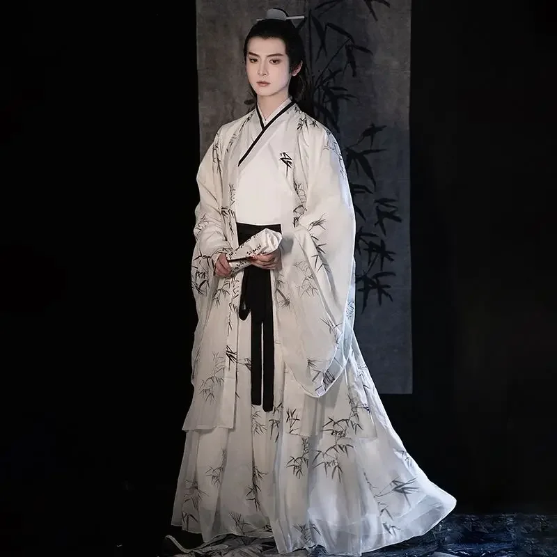 hanfu Ancient Chinese Traditional Costume chinese dress traditional  hanfu Wide sleeves and waist-length print Men's costume