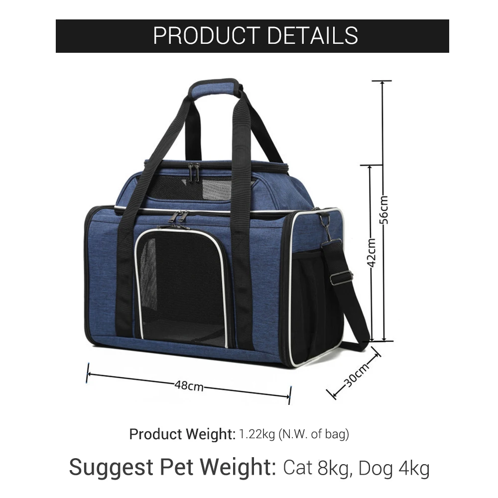 Dog Carrier Bag Luxury Top Expandable Large Capacity Travel Pet Carrier for Cat Small Dogs Anti-Scratch Breathable Dog Tote Bag