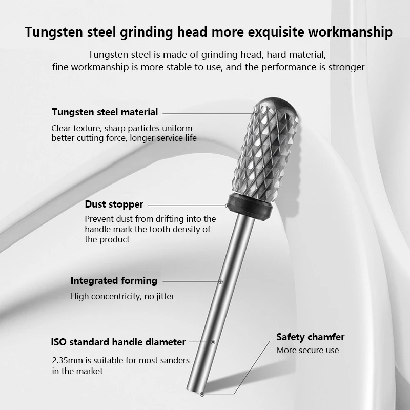 رأس طحن صلب التنغستن للتلميع ، نوع كرة أسطوانية ، مثقاب تلميع ، أدوات مانيكير ، مفردة
