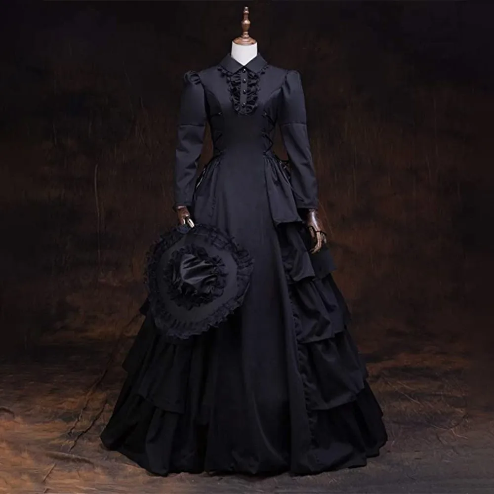 

Halloween Victorian Dress: Renaissance Gothic Lace Gown for Queen or Princess Cosplay