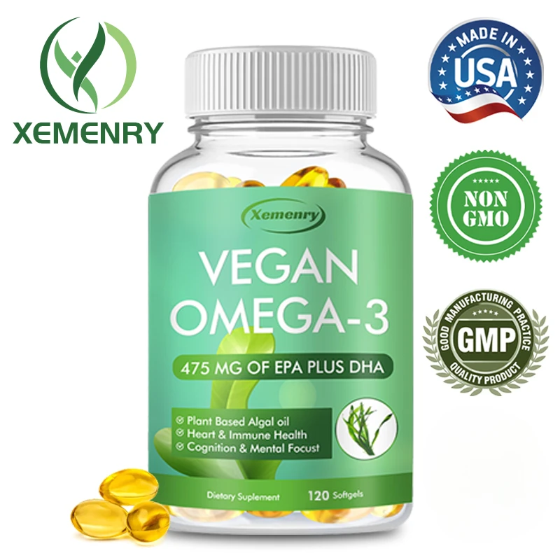 Vegane OMEGA-3-Kapseln – gut für Herz, Gehirn, Augen, Gelenke, Knochengesundheit, Immununterstützung