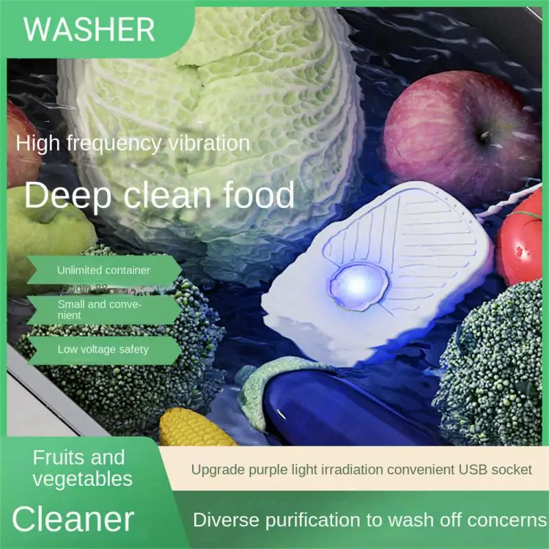 Free Hand-washing Fruit  Machine Multi-functional High Frequency Vibration Black Or White Automatic Fruit And Vegetable Cleaner