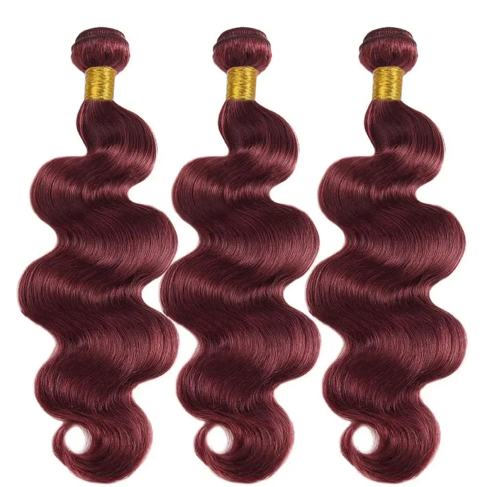 Burgundy 99J Human Hair Bundles Big Sale Peruvian Raw Human Hair Bundles Quick Weave Double Weft For Women Hair Extensions