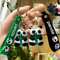 Bamboo Panda Keychain Creative PVC Soft Rubber Pendant Children's Day Small Gift Bag Hanging Ornaments