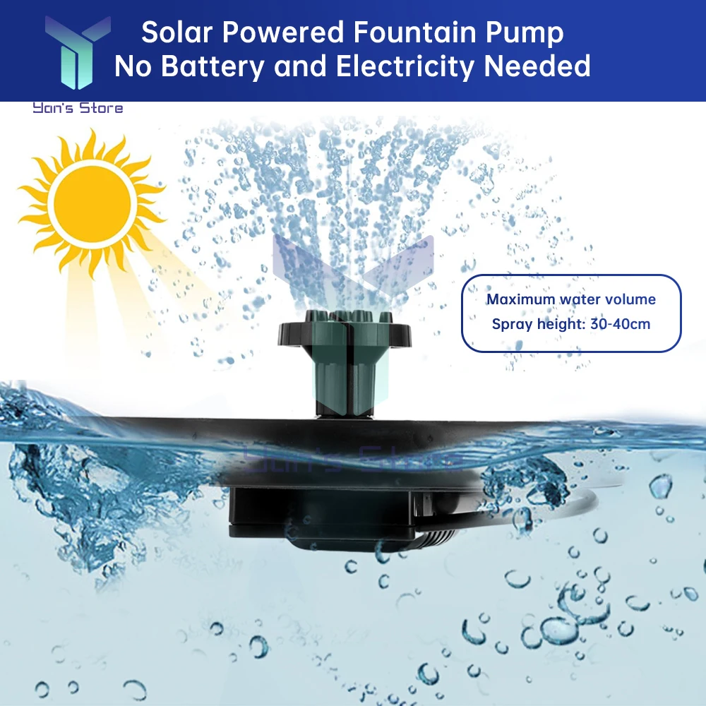 Solar Fountain Pump Floating Solar Panel Bird Baths Water Fountain with 4 Nozzles For Garden Outdoor Water Pool Pond Decor