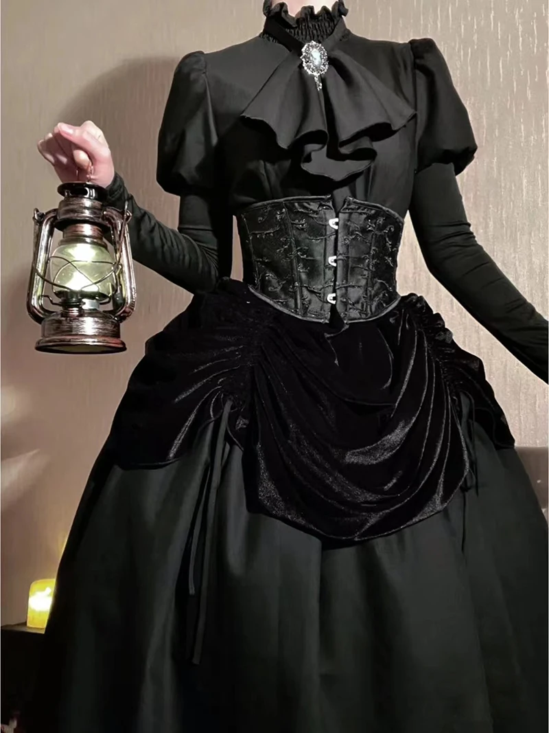 Sweet Halter Neck Lolita JSK Corset Mini Party Short Corset Gothic Cosplay Dark Corset Underbust Waist Bandage Bustier