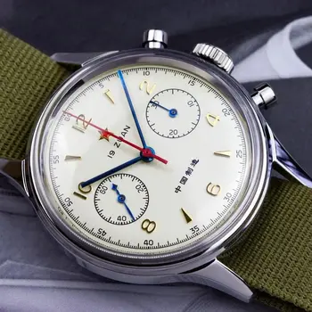 Seakoss 38毫米男士1963計時碼錶,壓克力玻璃鏡,搭載海鷗ST19手動上鍊機芯,男士機械腕錶 8 最佳銷售 38毫米手錶 - №1