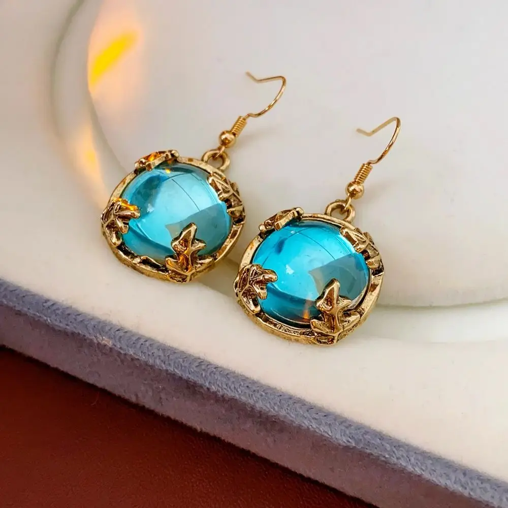 

Minimalism Vintage Blue Necklace Earring Fashion Exquisite Bracelet Temperament Light Luxury Clavicle Chain Banquet