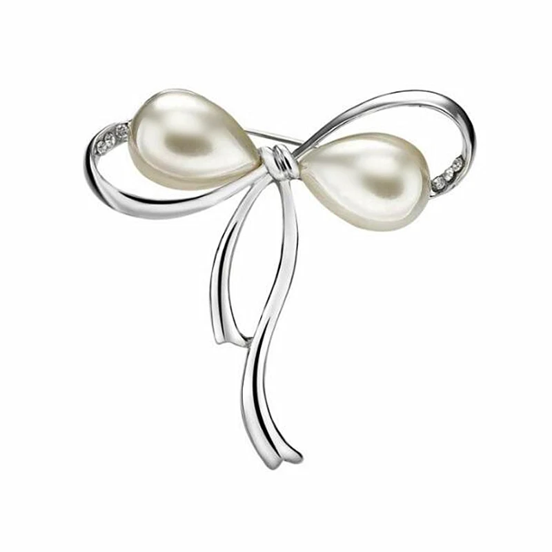 Bow Brooch Imitation Pearls Brooches Pins for Women Elegant Large Broches Fashion Jewelry  Accessories Gift