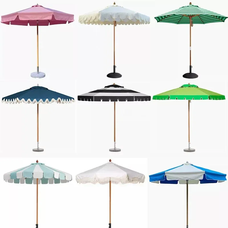Striped parasol Outdoor Internet celebrity cafe Beach umbrella Swimming pool Sun umbrella Courtyard Outdoor umbrella