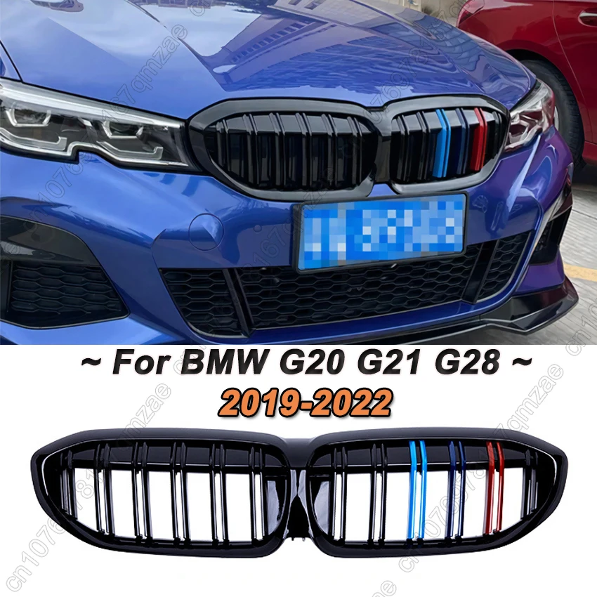 

Front Bumper Kidney Grill For BMW 3 Series G20 G21 G28 318i 320i 2019-2022 Racing Grilles Black Single/Dual Line 3 Colors Style