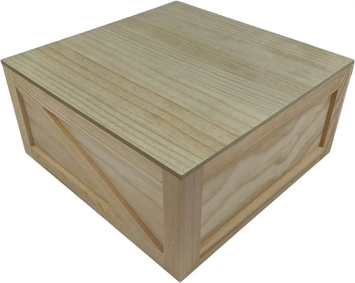 

Large Wooden Box With Drop Lid | Rustic Keepsake Storage Crate (19"" X 19"" X 6.5"")