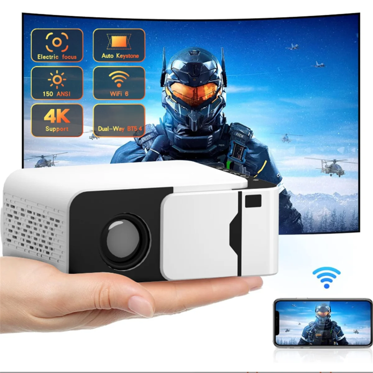 

НОВИНКА!! Домашний HD-проектор MiniT5, мини-портативный мини-смартфон, проекция для домашнего кинотеатра, вилка стандарта США