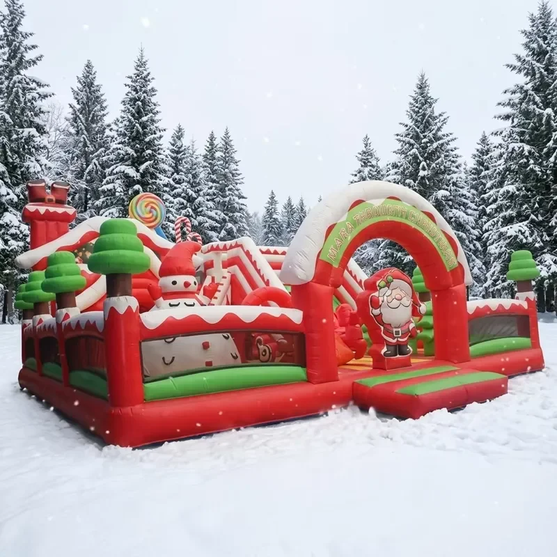China Factory Custom Inflatable Christmas Bounce House Bouncy PVC Bouncing Play House Christmas Castle Inflatable