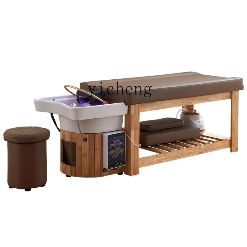 

XL Solid Wood Head Therapy Bed Lying Completely Hair Salon Pedicure Integrated Shampoo Chair Thai Style