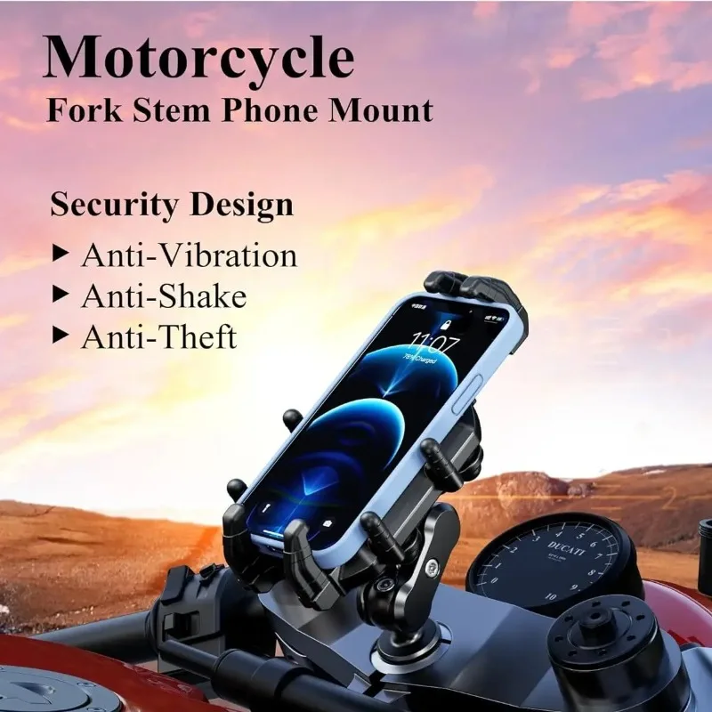

With Vibration Dampener and High-Speed SecureLock Motorcycle Fork Stem Phone Holder Anti-Theft Motorcycle Cellphone Mount Cradle