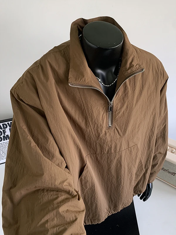 

American Retro Fce Lined Jaet Men's Autumn Winter New Sle Workwear Function Wind Loose Thi f Open Front Coat Trendy