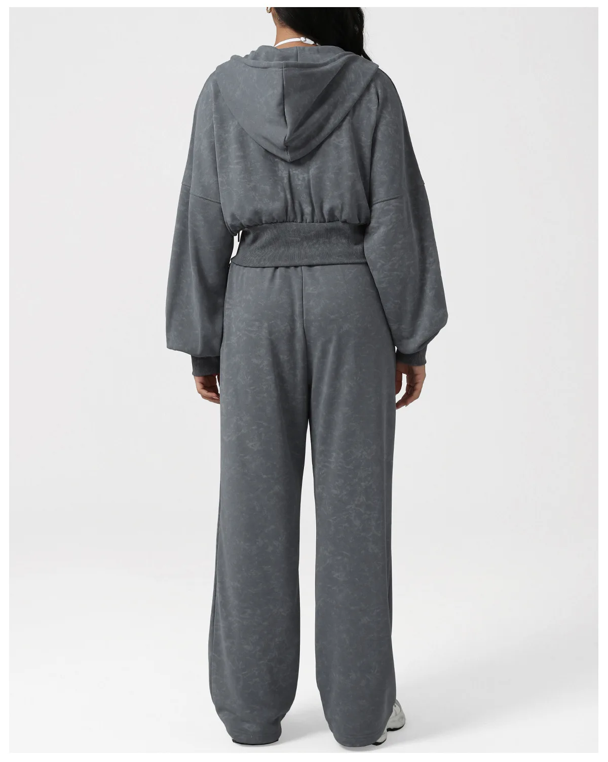 الخريف الشتاء التعادل صبغ تجريب اللياقة البدنية ملابس رياضية التعادل صبغ طويلة الأكمام مقنعين جاك عالية الخصر بنطال ذو قصة أرجل واسعة تشغيل البدلة #4