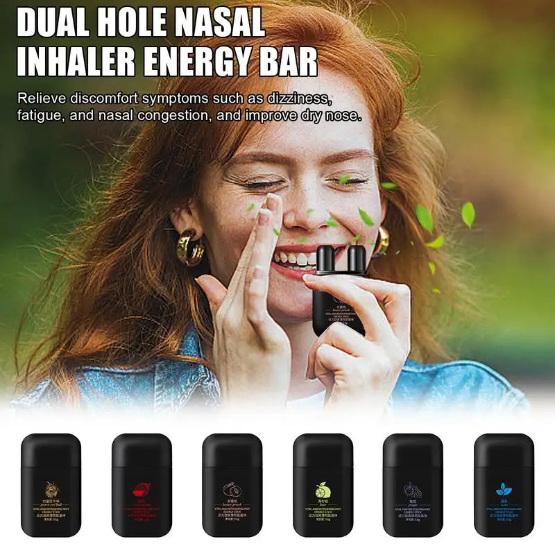 Dual Nasal Inhaler Energy Vapors Stick Portable Aromatherapy Stick With Double Hole Design Refreshing And Energizing Aromatherap