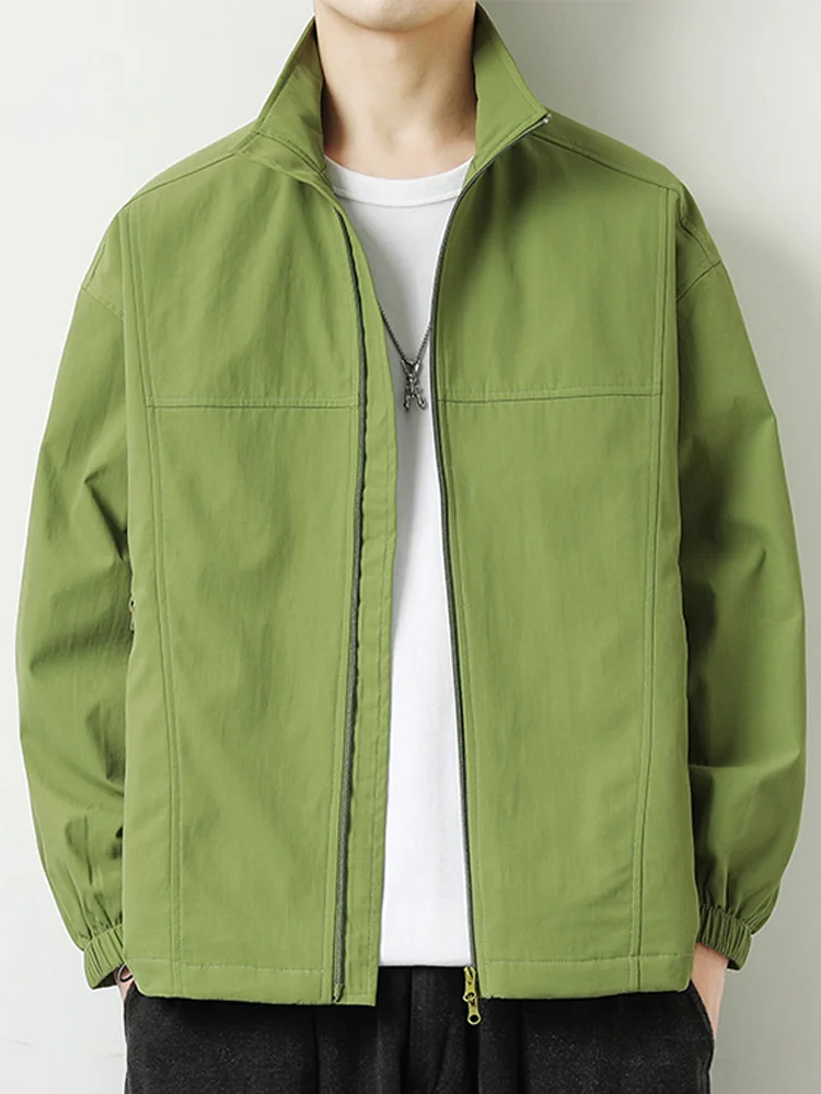 

Loose Casual Stand Collar Men's Jaet Outerwear Faion Urban Sle Polyester Nylon Cosite Fiber Windproof Zipper Decoration