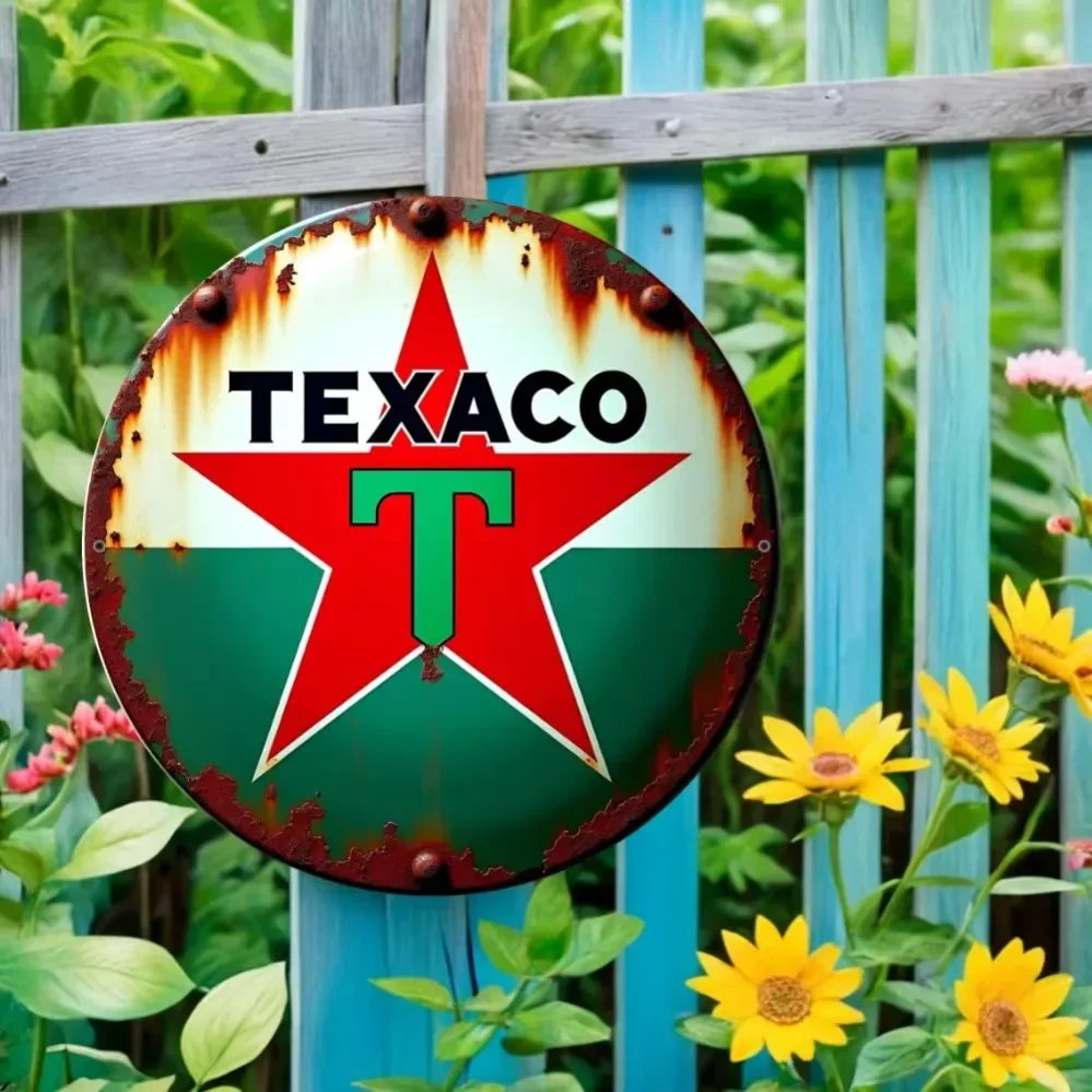 فن معدني ساحر ومذهل من Texaco Star Vintage: يجب أن يكون لديك لتزيين المنازل والمكاتب والغرف مع ذوق عتيق