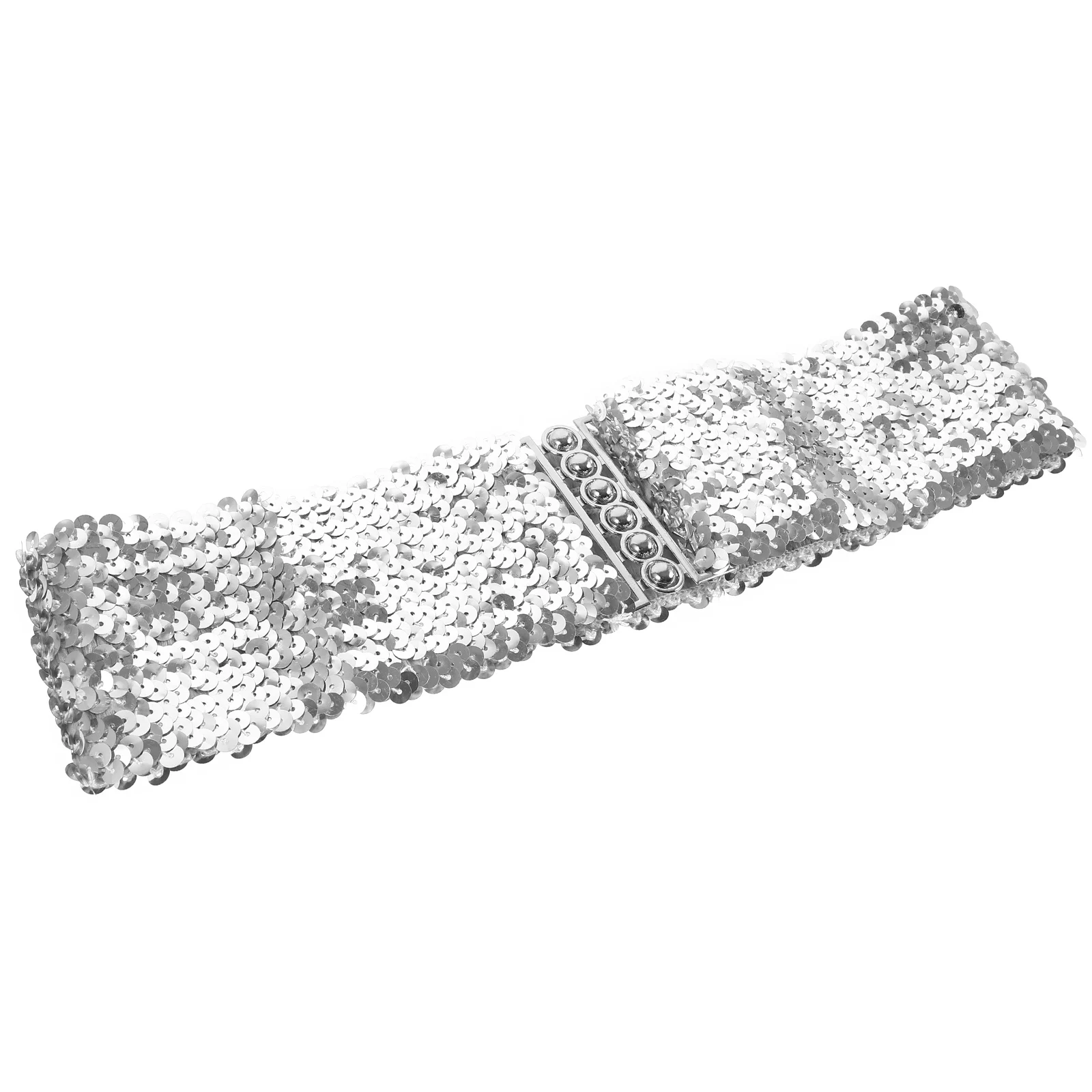 

Sequin Belt Women Wide Elastic Waist Belt Silver Black Vintage Stretchy Belts For Dresses Skirts Disco Accessories