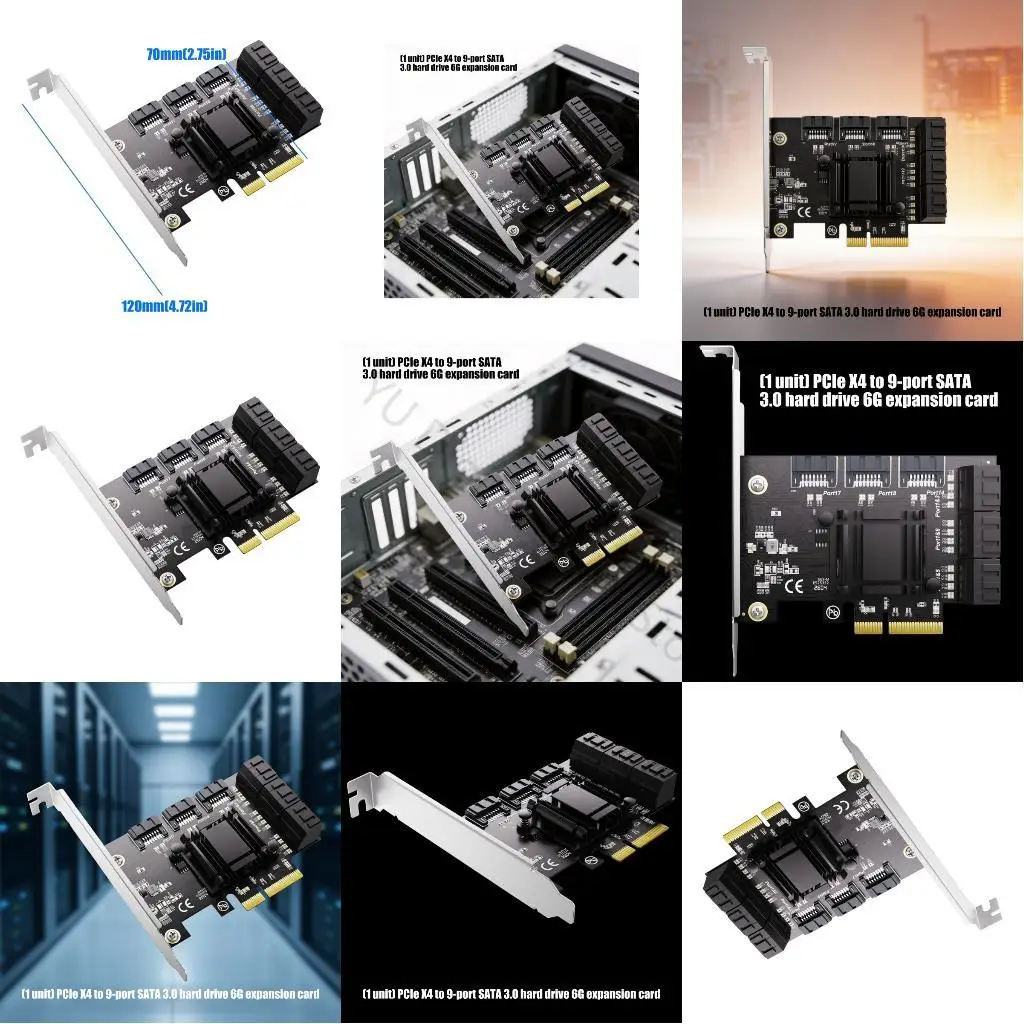 96BA PCIE 4X Expansion Card With 9 SATA3.0 Port Supports 6Gbps Transfer Rate
