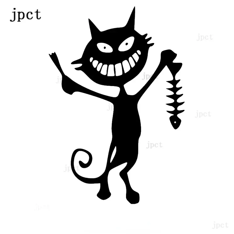 

Jpct funny fish and cat skeleton decal for car, window, go fishing bumper decoration waterproof vinyl sticker, 30cmx21cm