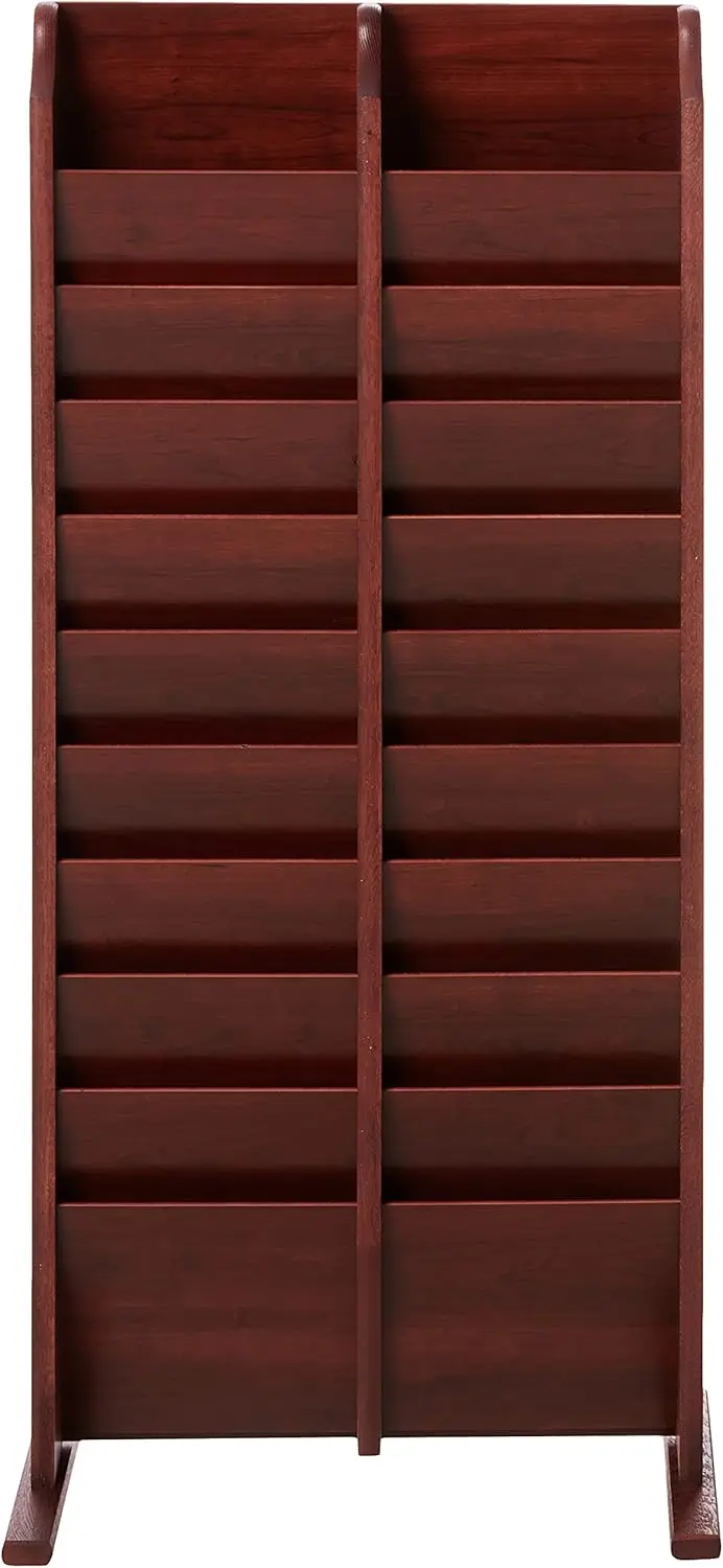 Mallet 20 Pocket Cascade Free-Standing Rack Magazine Holder, Mahogany